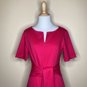 🚨NWT, hot pink dress, size medium, back zip, chest zip, short sleeve, waist tie